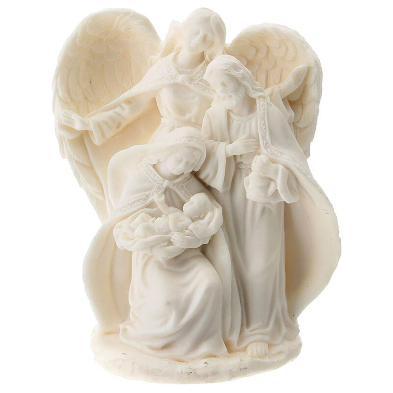 natividad resina blanca con angel 15 cm