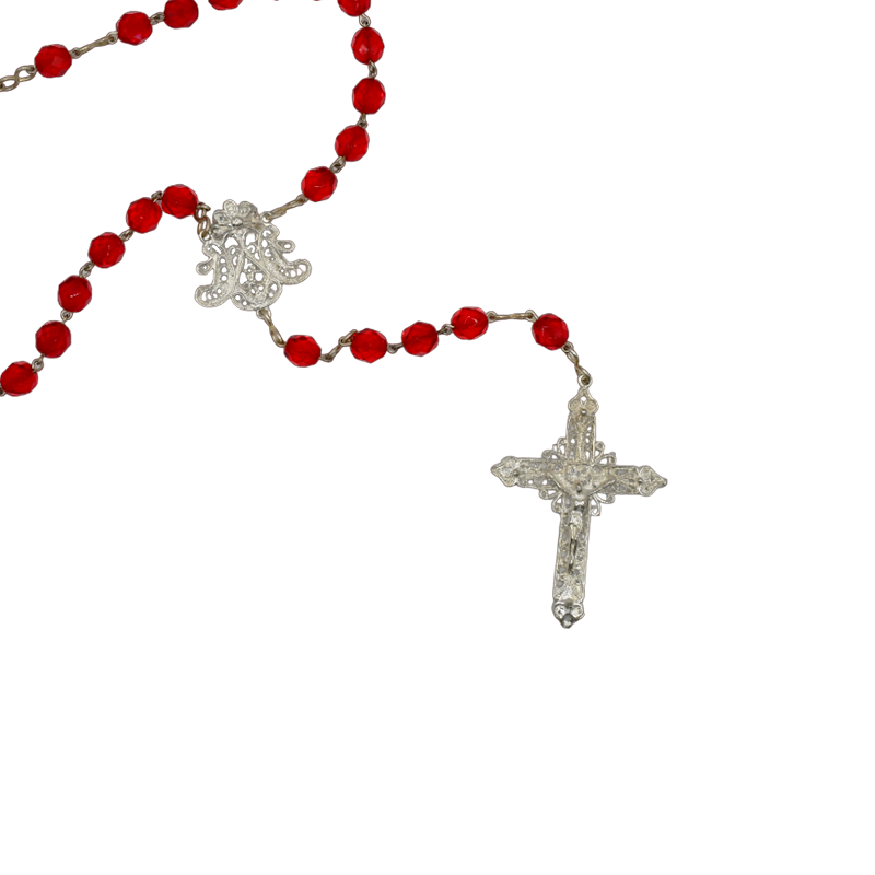 tienda articulos religiosos articulos religiosos rosarios rosario de plata y filigrana rojo 1