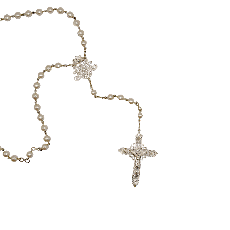tienda articulos religiosos articulos religiosos rosarios rosario de plata y perlas 1
