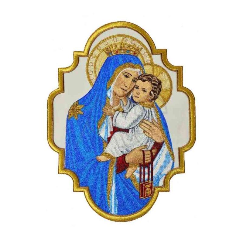 tienda articulos religiosos hermandades y cofradias bordados aplique bordado Madre de Dios con el nino