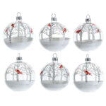 tienda articulos religiosos navidad adornos arbol navidad bolas de navidad bola bosque nevado pajaros rojos vidrio soplado 80 mm 6 piezas