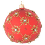 tienda articulos religiosos navidad adornos arbol navidad bolas de navidad bola de navidad con perlas de vidrio soplado rojo y oro 100 mm