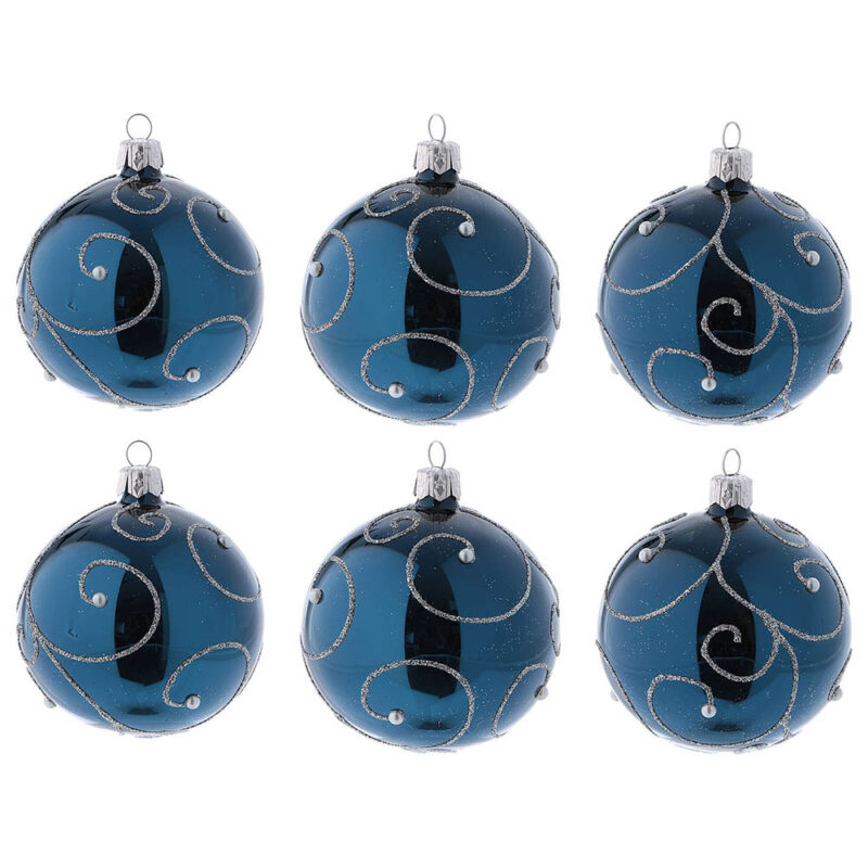 tienda articulos religiosos navidad adornos arbol navidad bolas de navidad bolas arbol de navidad vidrio azul decoracion plata purpurina 80 mm 6 piezas