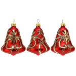 tienda articulos religiosos navidad adornos arbol navidad bolas de navidad set 3 bolas rojas forma campana vidrio soplado 10x7 cm