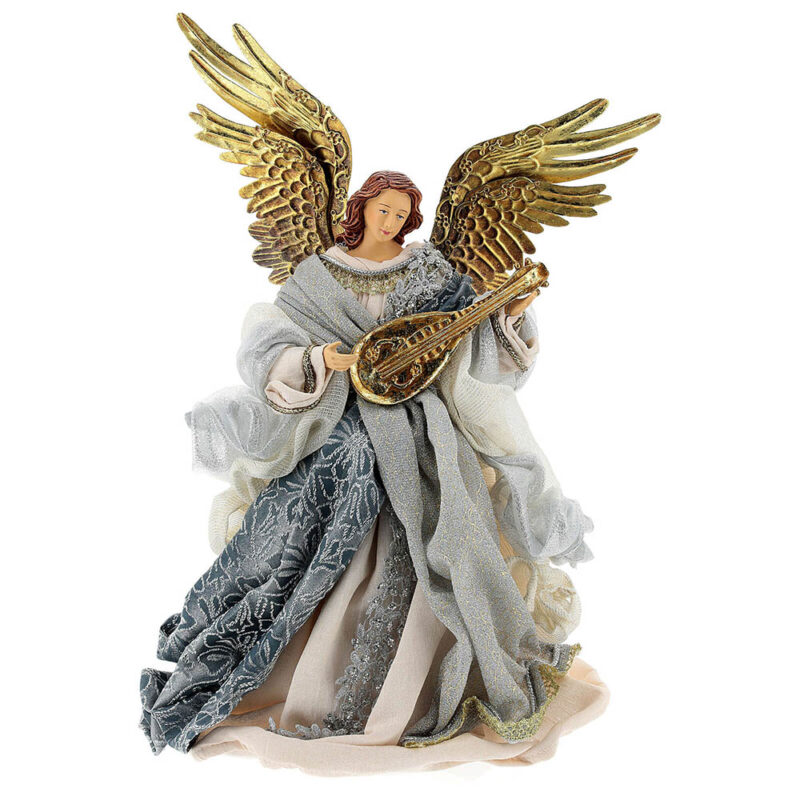 tienda articulos religiosos navidad adornos de navidad puntas para arbol navidad angel punta 45 cm resina azul plata estilo veneciano