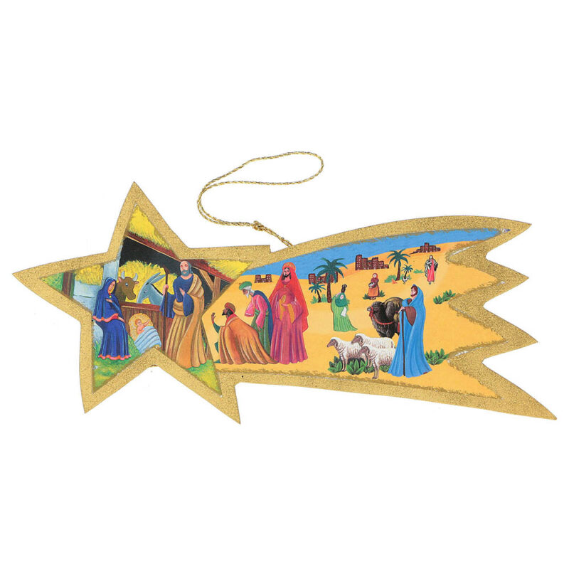 tienda articulos religiosos navidad adornos de navidad y pvc para arbol navidad estrella de belen dorada con cuerda 9 x 20 cm